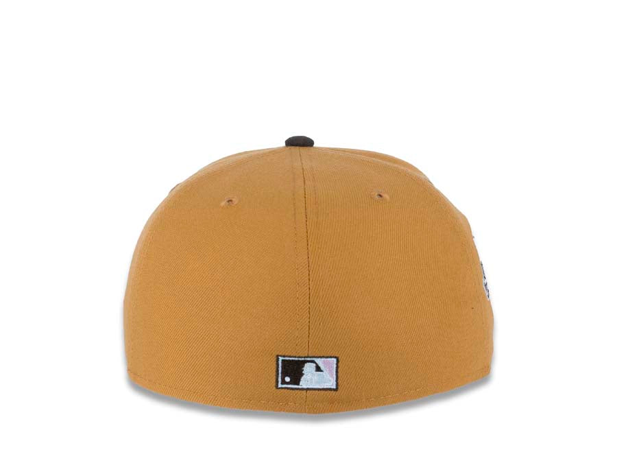 San Diego Padres New Era MLB 59FIFTY 5950 Fitted Cap Hat Tan Crown Brown Visor Pink/Brown/White Baseball Club Retro Logo All-Star Game 1992 Side Patch