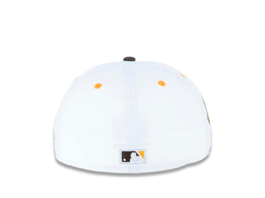 San Diego Padres New Era MLB 59FIFTY 5950 Fitted Cap Hat White Crown Brown Visor Brown/Yellow Baseball Club Retro Logo 1992 All-Star Game Side Patch