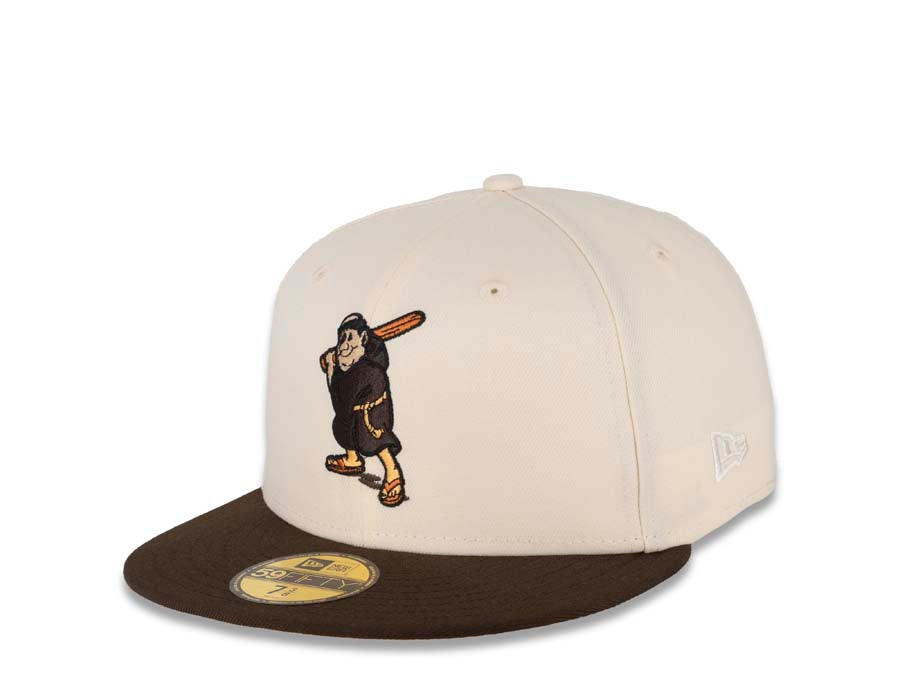 San Diego Padres New Era MLB 59FIFTY 5950 Fitted Cap Hat Cream Crown Brown Visor Brown "Batting Friar" Retro Logo 1992 All-Star Game Side Patch