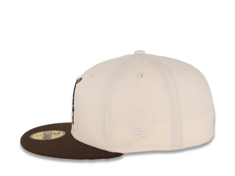San Diego Padres New Era MLB 59FIFTY 5950 Fitted Cap Hat Cream Crown Brown Visor Brown "Batting Friar" Retro Logo 1992 All-Star Game Side Patch