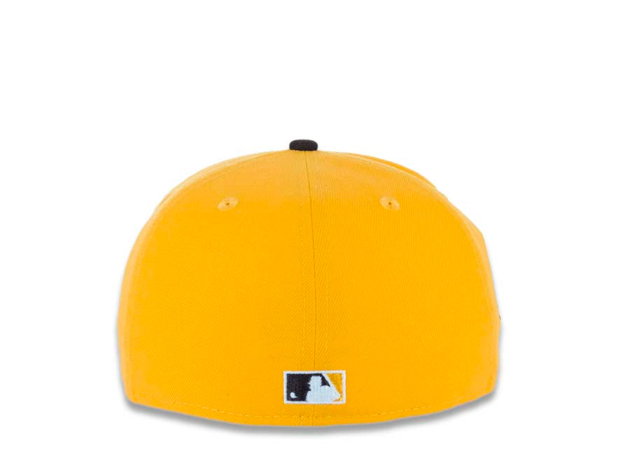 San Diego Padres New Era MLB 59FIFTY 5950 Fitted Cap Hat Yellow Crown Dark Brown Visor Dark Brown Catching Friar Logo 40th Anniversary Side Patch