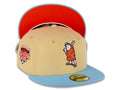San Diego Padres New Era MLB 59FIFTY 5950 Fitted Cap Hat Vegas Gold Crown Sky Blue Visor Orange/Metallic Gold “Batting Friar” Retro Logo
