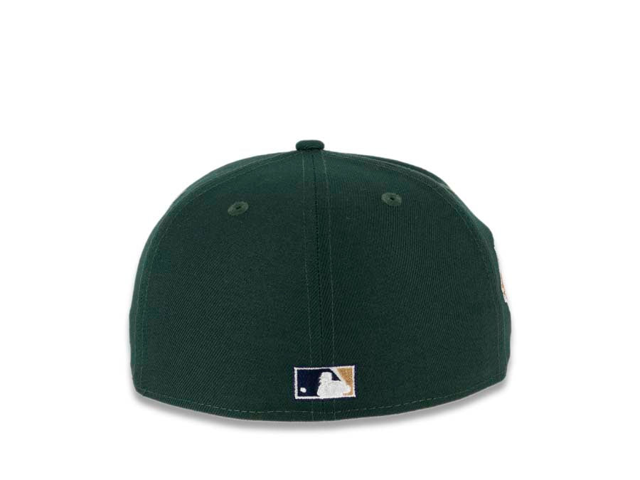 San Diego Padres New Era MLB 59FIFTY 5950 Fitted Cap Hat Dark Green Crown Dark Navy Visor Metallic Copper/Tawny "Batting Friar" Cooperstown Retro Logo 1992 All-Star Game Side Patch Tawny UV