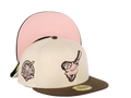 San Diego Padres New Era MLB 59FIFTY 5950 Fitted Cap Hat Chorme White Crown Brown Visor Pink/Brown Swinging Friar Logo 40th Anniversary Side Patch