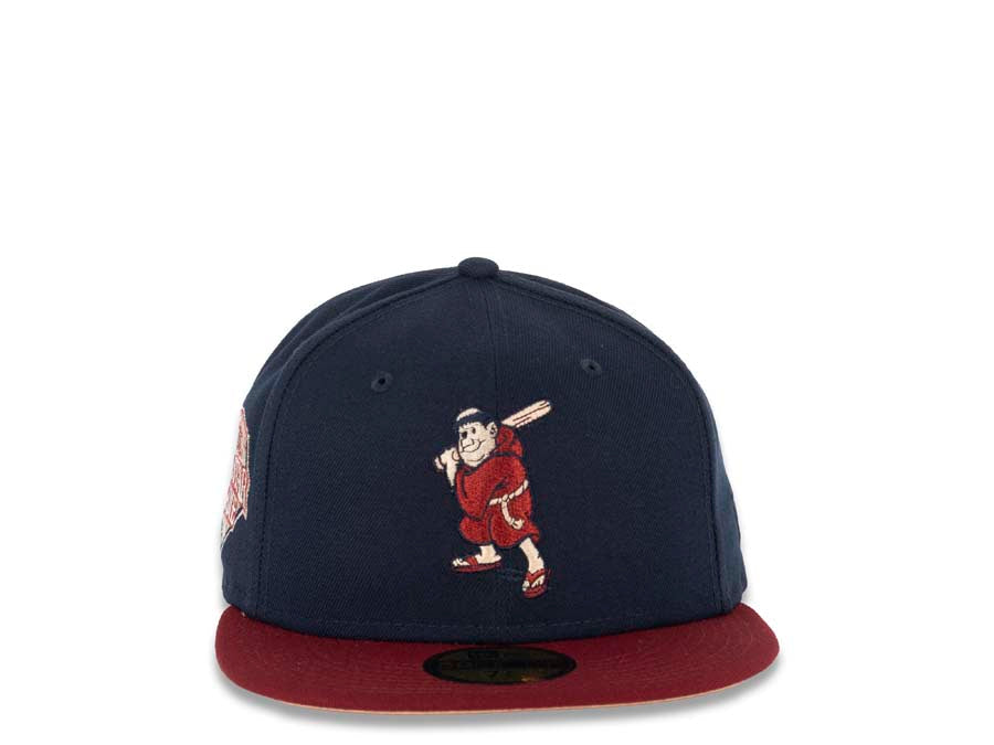 San Diego Padres New Era MLB 59FIFTY 5950 Fitted Cap Hat Navy Crown Cardinal Visor Cardinal/Peach Batting Friar Logo 40th Anniversary Side Patch