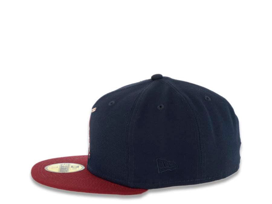 San Diego Padres New Era MLB 59FIFTY 5950 Fitted Cap Hat Navy Crown Cardinal Visor Cardinal/Peach Batting Friar Logo 40th Anniversary Side Patch