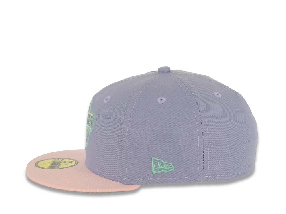 San Diego Padres New Era MLB 59FIFTY 5950 Fitted Cap Hat Lavender Crown Pink Visor Sky Blue/Pink Baseball Club Logo 25th Anniversary Side Patch