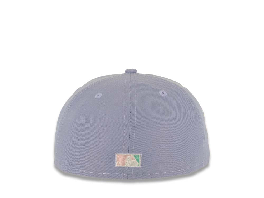 San Diego Padres New Era MLB 59FIFTY 5950 Fitted Cap Hat Lavender Crown Pink Visor Sky Blue/Pink Baseball Club Logo 25th Anniversary Side Patch