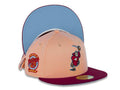 San Diego Padres New Era MLB 59FIFTY 5950 Fitted Cap Hat Peach Crown Carinal Visor Cardinal Copper Catching Friar Logo 25th Anniversary Side Patch