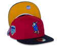 San Diego Padres New Era MLB 59FIFTY 5950 Fitted Cap Hat Red Crown Dark Brown Visor Blue/Brown/Yellow Batting Friar Logo 1992 All-Star Game Side Patch