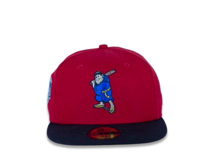 San Diego Padres New Era MLB 59FIFTY 5950 Fitted Cap Hat Red Crown Dark Brown Visor Blue/Brown/Yellow Batting Friar Logo 1992 All-Star Game Side Patch