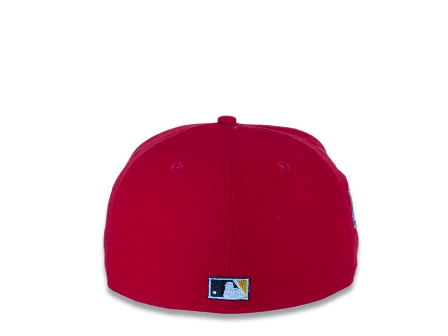 San Diego Padres New Era MLB 59FIFTY 5950 Fitted Cap Hat Red Crown Dark Brown Visor Blue/Brown/Yellow Batting Friar Logo 1992 All-Star Game Side Patch