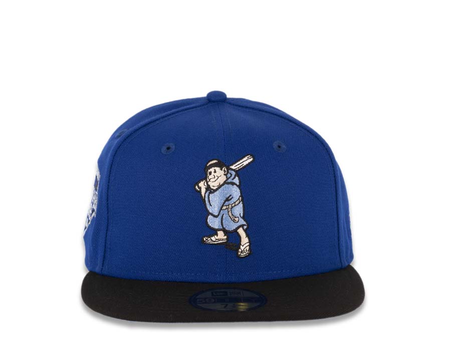 San Diego Padres New Era MLB 59FIFTY 5950 Fitted Cap Hat Royal Crown Black Visor Sky Blue/Peach Batting Friar Logo 1992 All-Star Game Side Patch