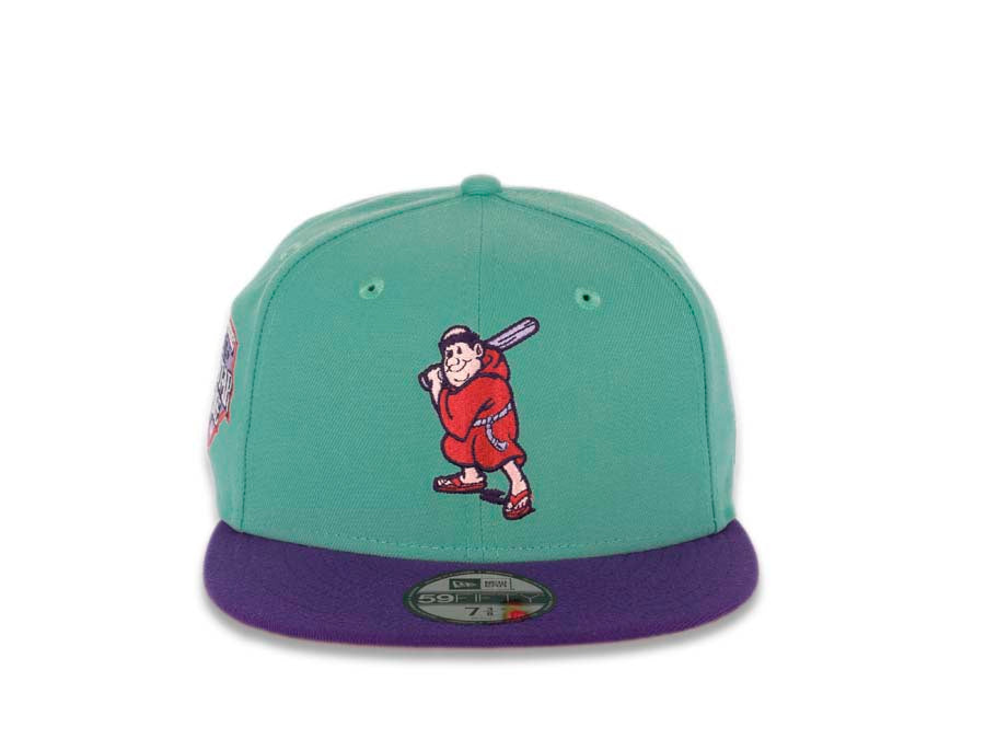 San Diego Padres New Era MLB 59FIFTY 5950 Fitted Cap Hat Clear Mint Green Crown Purple Visor Lava Red Batting Friar Logo 1992 All-Star Game Side Patch