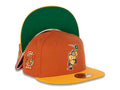 San Diego Padres New Era MLB 59FIFTY 5950 Fitted Cap Hat Orange Crown Yellow Visor Yellow/Green Catching Friar Logo 25th Anniversary Side Patch