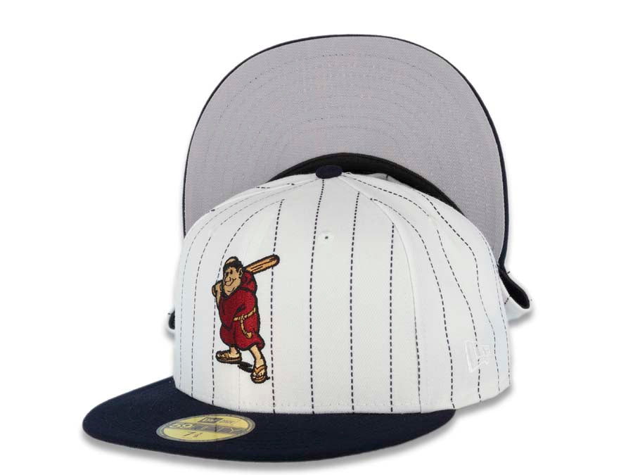 San Diego Padres New Era MLB 59FIFTY 5950 Fitted Cap Hat White/Navy Pinstripe Crown Navy Visor Cardinal/Khaki Batting Friar Logo Gray UV