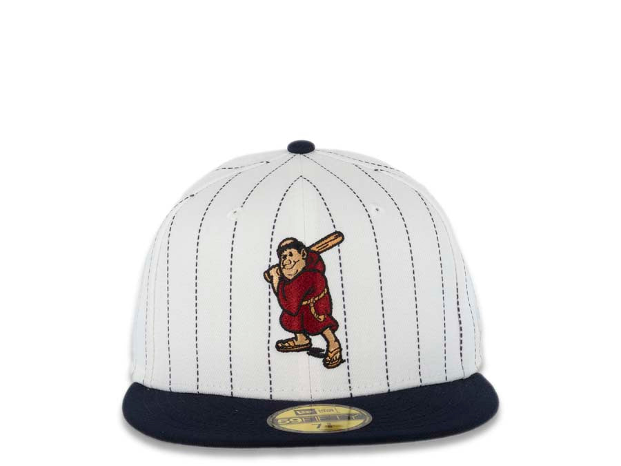 San Diego Padres New Era MLB 59FIFTY 5950 Fitted Cap Hat White/Navy Pinstripe Crown Navy Visor Cardinal/Khaki Batting Friar Logo Gray UV