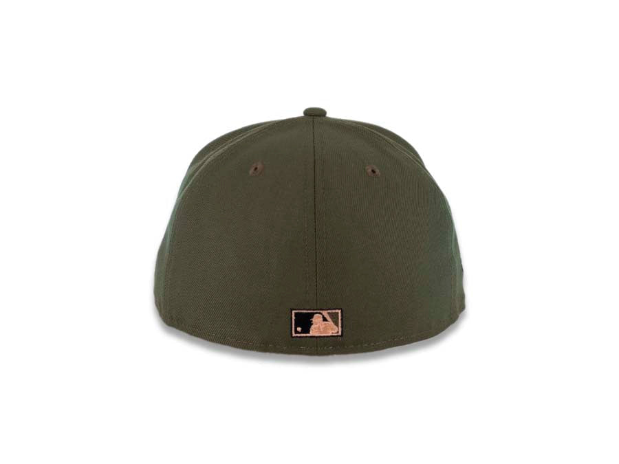 (Corduroy Visor) San Diego Padres New Era MLB 59FIFTY 5950 Fitted Cap Hat Olive Crown Black Visor Swinging Friar Logo 40th Anniversary Side Patch