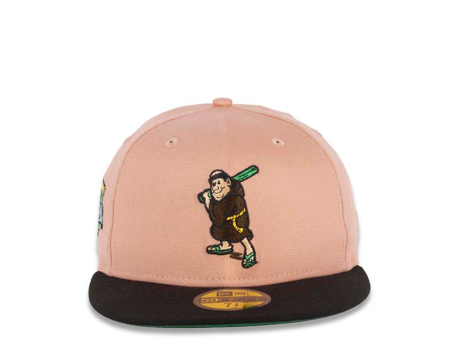 San Diego Padres New Era MLB 59FIFTY 5950 Fitted Cap Hat Light Peach Crown Black Visor Brown/Green Batting Friar Logo 1992 All-Star Game Side Patch
