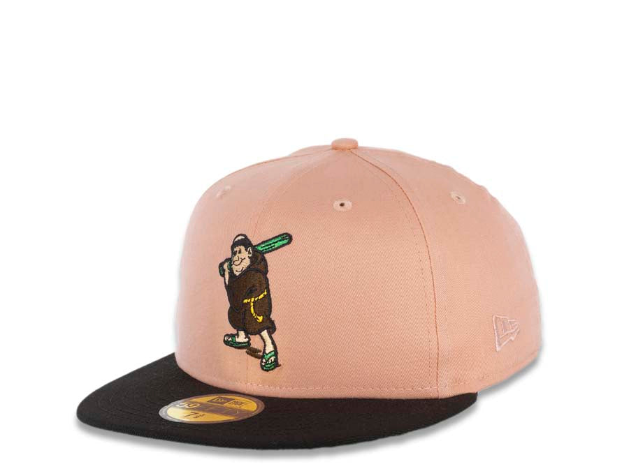 San Diego Padres New Era MLB 59FIFTY 5950 Fitted Cap Hat Light Peach Crown Black Visor Brown/Green Batting Friar Logo 1992 All-Star Game Side Patch