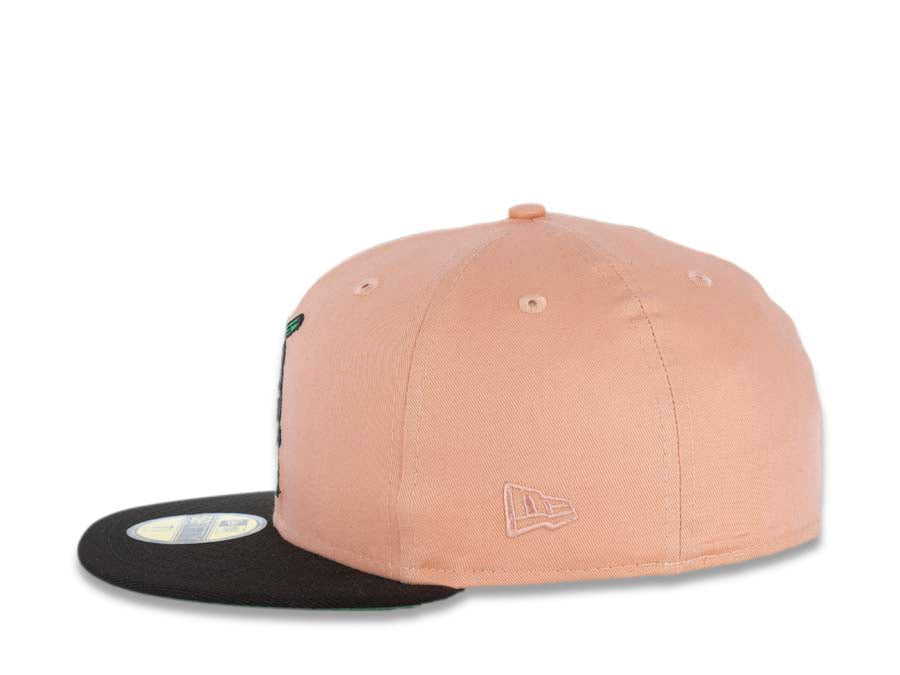 San Diego Padres New Era MLB 59FIFTY 5950 Fitted Cap Hat Light Peach Crown Black Visor Brown/Green Batting Friar Logo 1992 All-Star Game Side Patch