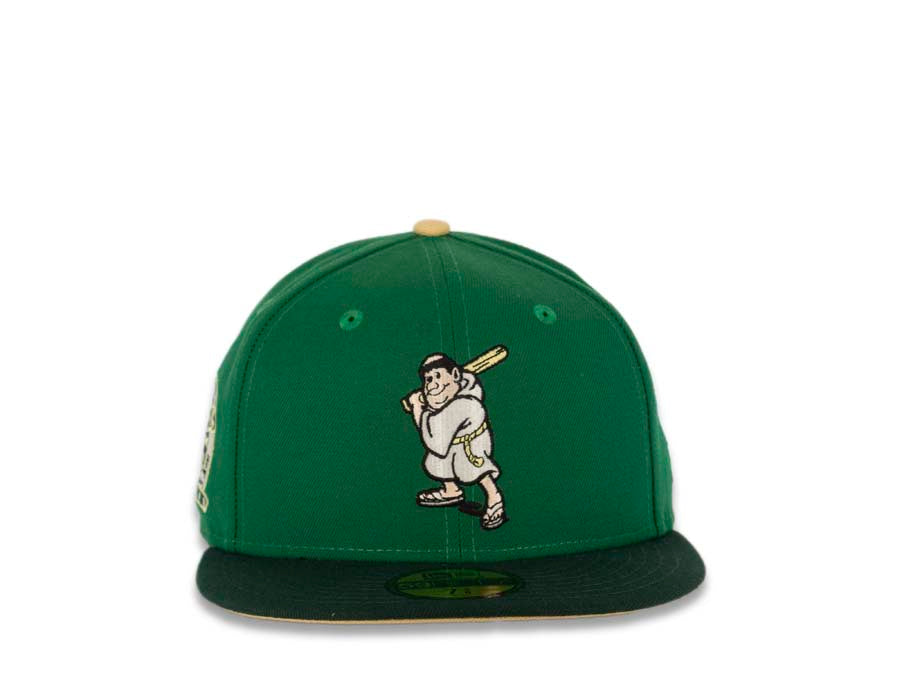 San Diego Padres New Era MLB 59FIFTY 5950 Fitted Cap Hat Green Crown Dark Green Visor White/Orange Batting Friar Logo 25th Anniversary Side Patch