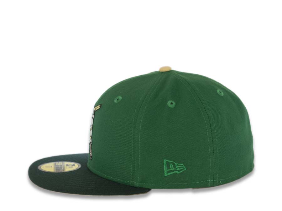 San Diego Padres New Era MLB 59FIFTY 5950 Fitted Cap Hat Green Crown Dark Green Visor White/Orange Batting Friar Logo 25th Anniversary Side Patch