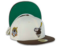 San Diego Padres New Era MLB 59FIFTY 5950 Fitted Cap Hat Cream Crown Brown Visor Brown/Yellow Swinging Friar Logo 40th Anniversary Side Patch