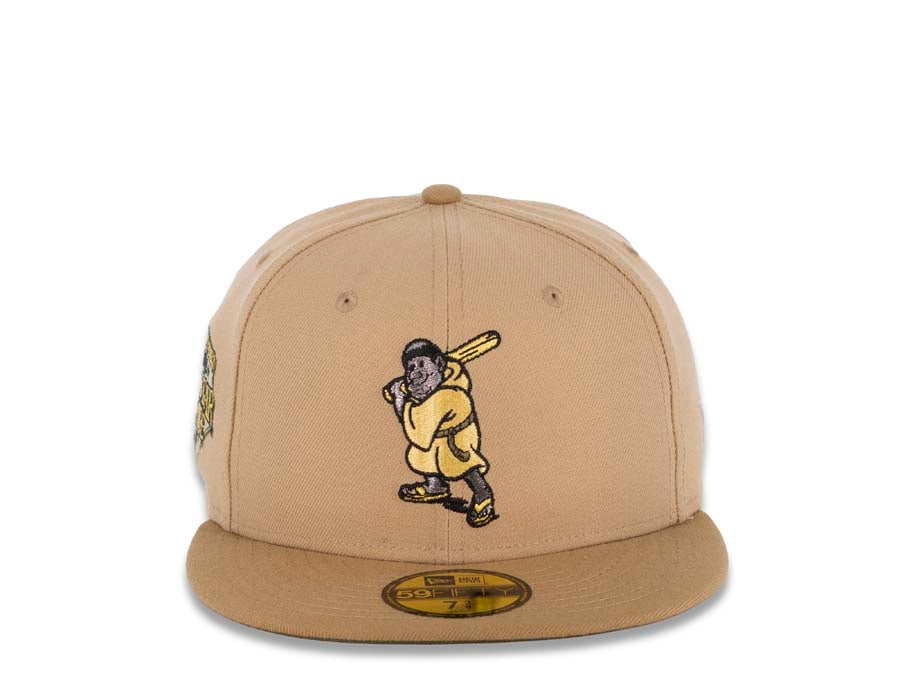 San Diego Padres New Era MLB 59FIFTY 5950 Fitted Cap Hat Khaki Crown/Visor Yellow Batting Friar Logo 1992 All-Star Game Side Patch Olive UV