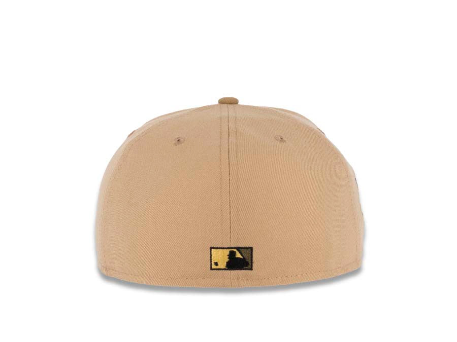 San Diego Padres New Era MLB 59FIFTY 5950 Fitted Cap Hat Khaki Crown/Visor Yellow Batting Friar Logo 1992 All-Star Game Side Patch Olive UV
