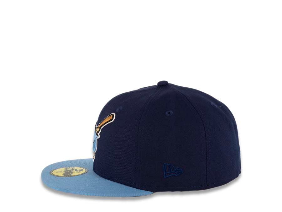 San Diego Padres New Era MLB 59FIFTY 5950 Fitted Cap Hat Navy Crown Sky Blue Visor Sky Blue/Tan Swinging Friar Logo 40th Anniversary Side Patch