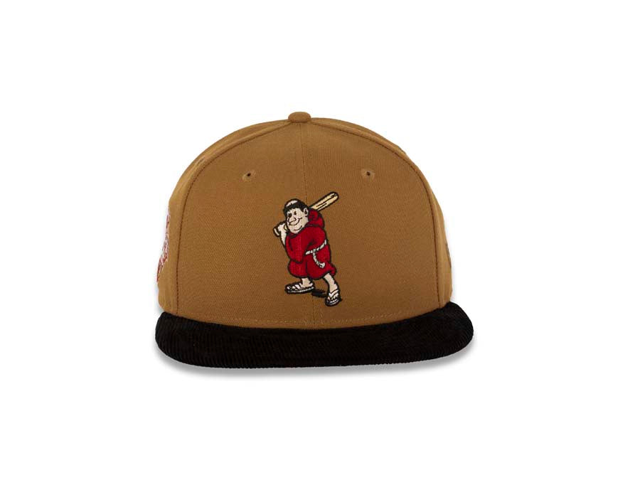 (Corduroy Visor) San Diego Padres New Era MLB 59FIFTY 5950 Fitted Cap Hat Bronze Crown Black Visor Batting Friar Logo 1992 All-Star Game Side Patch