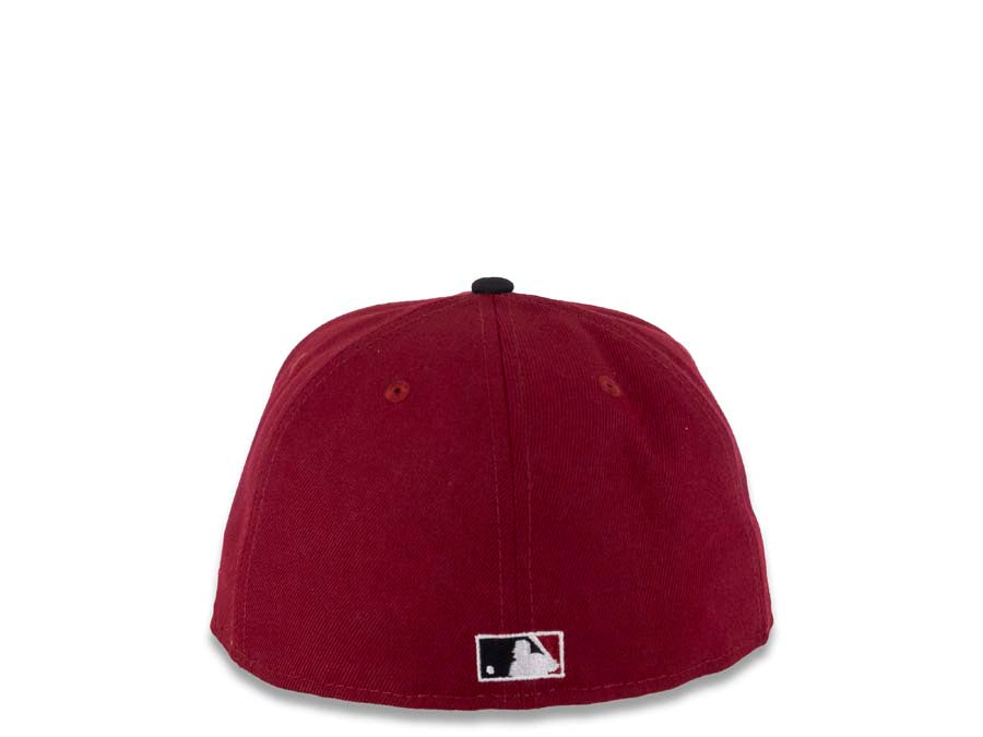 San Diego Padres New Era MLB 59FIFTY 5950 Fitted Cap Hat Cardinal Crown Black Visor Cardinal/Brown Batting Friar Logo 1992 All-Star Game Side Patch