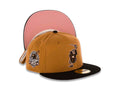 San Diego Padres New Era MLB 59FIFTY 5950 Fitted Cap Hat Panama Tan Crown Black Visor Brown/Pink Catching Friar Logo 40th Anniversary Side Patch