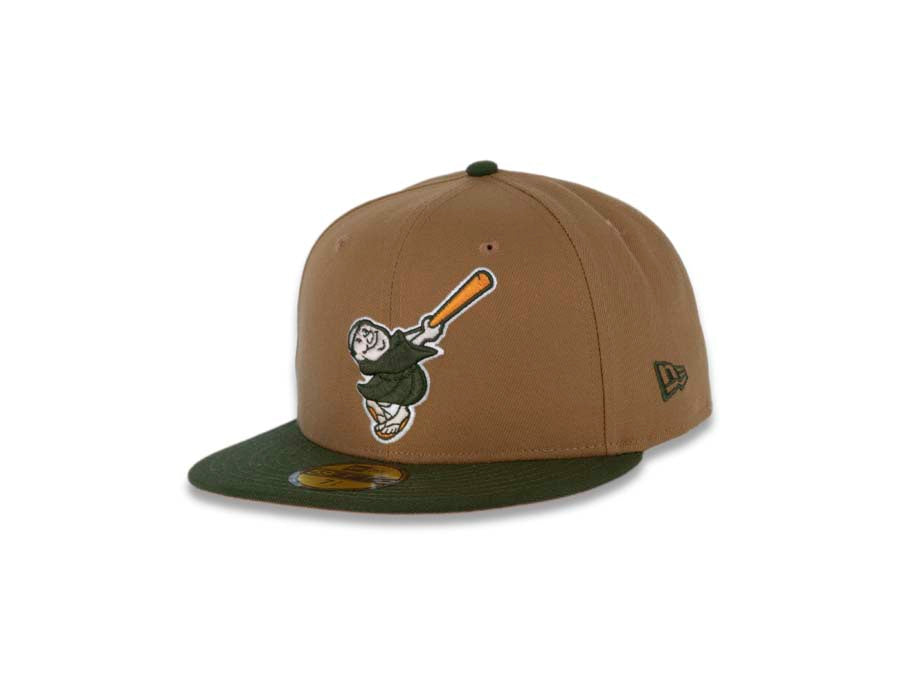 San Diego Padres New Era MLB 59FIFTY 5950 Fitted Cap Hat Wheat Crown Green Visor Green/Orange Swinging Friar Logo 25th Anniversary Side Patch