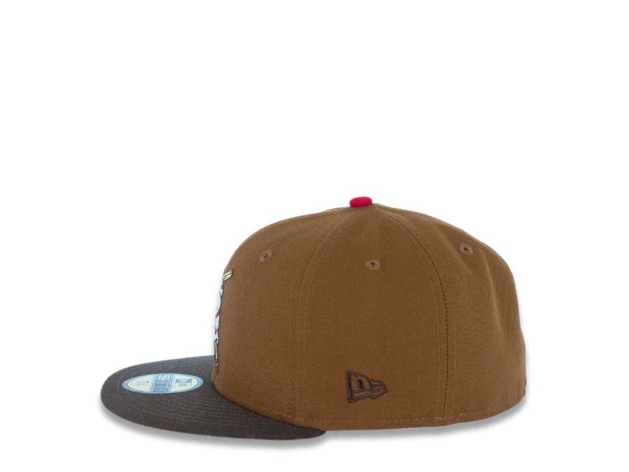 San Diego Padres New Era MLB 59FIFTY 5950 Fitted Cap Hat Dark Tan Crown Brown Visor Cream/Red Batting Friar Logo 1992 All-Star Game Side Patch