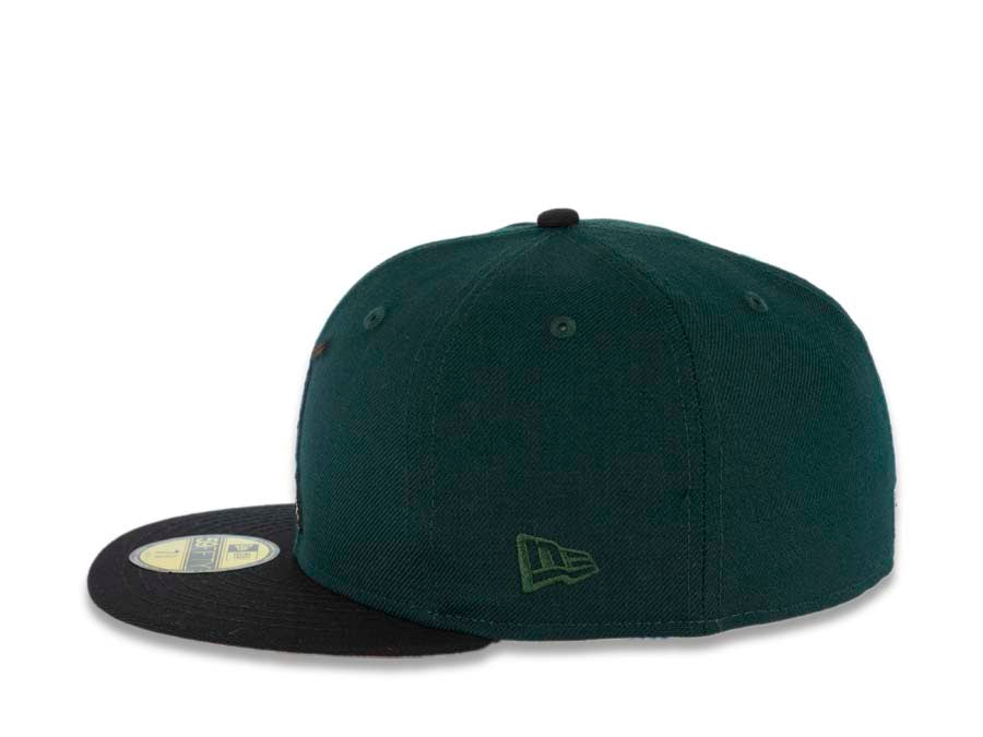 San Diego Padres New Era MLB 59FIFTY 5950 Fitted Cap Hat Dark Green Crown Black Visor Black/Brown Batting Friar Logo 1992 All-Star Game Side Patch