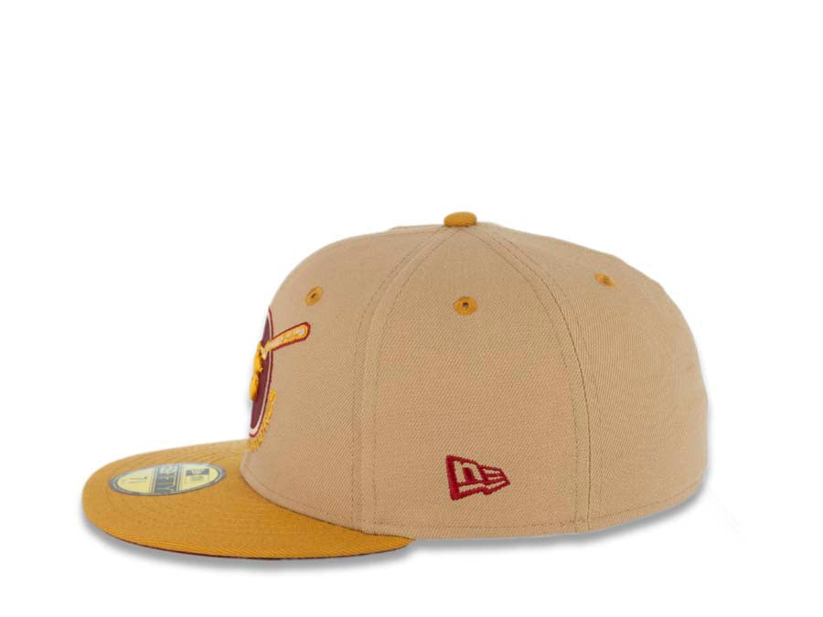 San Diego Padres New Era MLB 59FIFTY 5950 Fitted Cap Hat Camel Crown Panama Tan Visor Tan/Cardinal Swinging Friar Logo 1978 All-Star Game Side Patch