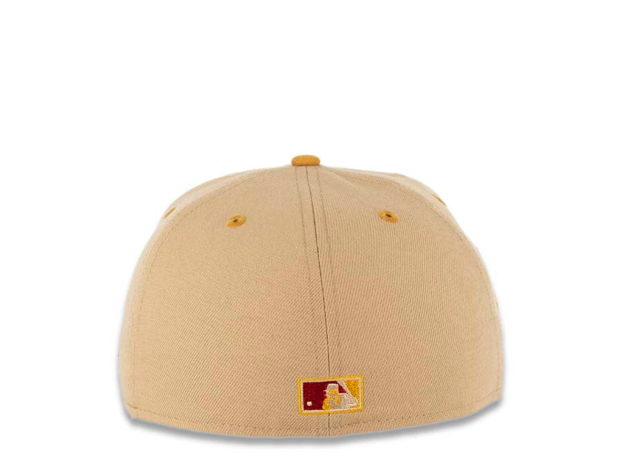 San Diego Padres New Era MLB 59FIFTY 5950 Fitted Cap Hat Camel Crown Panama Tan Visor Tan/Cardinal Swinging Friar Logo 1978 All-Star Game Side Patch