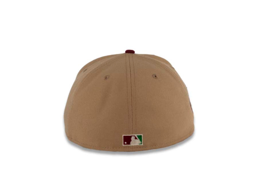 San Diego Padres New Era MLB 59FIFTY 5950 Fitted Cap Hat Khaki Crown Cardinal Visor Green/Ivory Swinging Friar Logo 1978 All-Star Game Side Patch