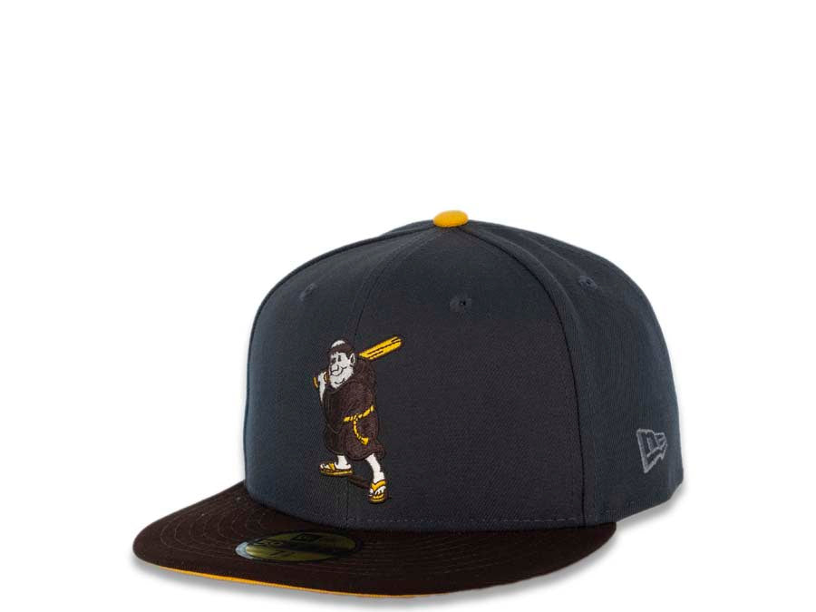 San Diego Padres New Era MLB 59FIFTY 5950 Fitted Cap Hat Gray Crown Dark Brown Visor Brown/Yellow Batting Friar Logo 1992 All-Star Game Side Patch