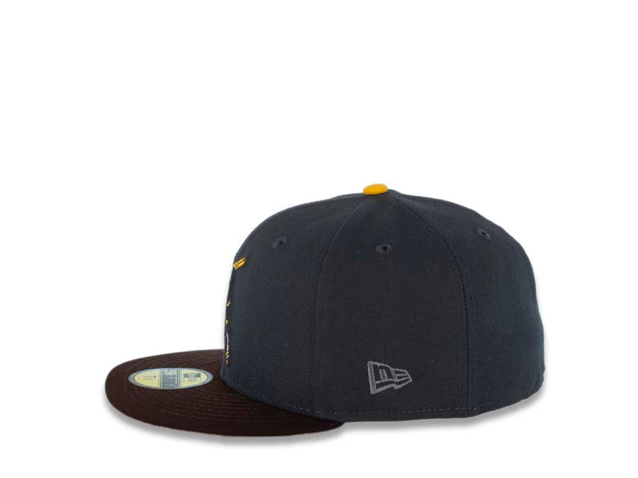San Diego Padres New Era MLB 59FIFTY 5950 Fitted Cap Hat Gray Crown Dark Brown Visor Brown/Yellow Batting Friar Logo 1992 All-Star Game Side Patch