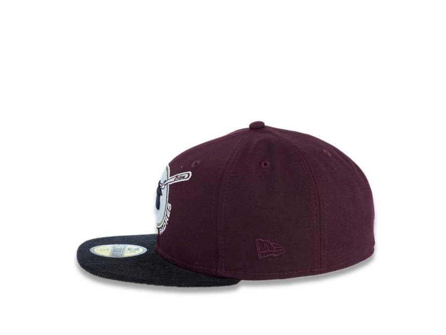 (Corduroy Visor) San Diego Padres New Era MLB 59FIFTY 5950 Fitted Cap Hat Maroon Crown Black Visor Swinging Friar Logo 1978 All-Star Game Side Patch