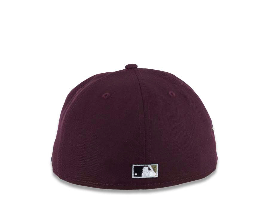 (Corduroy Visor) San Diego Padres New Era MLB 59FIFTY 5950 Fitted Cap Hat Maroon Crown Black Visor Swinging Friar Logo 1978 All-Star Game Side Patch