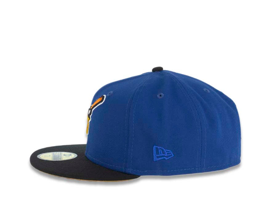 San Diego Padres New Era MLB 59FIFTY 5950 Fitted Cap Hat Royal Blue Crown Black Visor Gold Swinging Friar Logo 40th Anniversary Side Patch