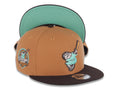 San Diego Padres New Era MLB 9FIFTY 950 Snapback Cap Hat Light Brown Crown Dark Brown Visor Light Teal Swinging Friar Logo 40th Anniversary Side Patch