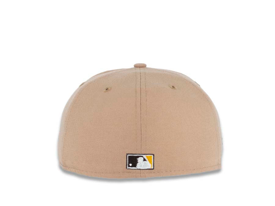 San Diego Padres New Era MLB 59FIFTY 5950 Fitted Cap Hat Camel Crown Brown Visor Yellow/Khaki Swinging Friar Logo 40th Anniversary Side Patch