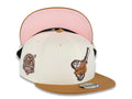 San Diego Padres New Era MLB 9FIFTY 950 Snapback Cap Hat Cream Crown Light Brown Visor Brown/Pink Swinging Friar Logo 40th Anniversary Side Patch