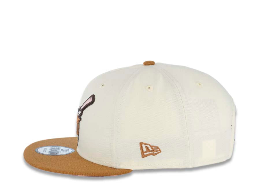 San Diego Padres New Era MLB 9FIFTY 950 Snapback Cap Hat Cream Crown Light Brown Visor Brown/Pink Swinging Friar Logo 40th Anniversary Side Patch