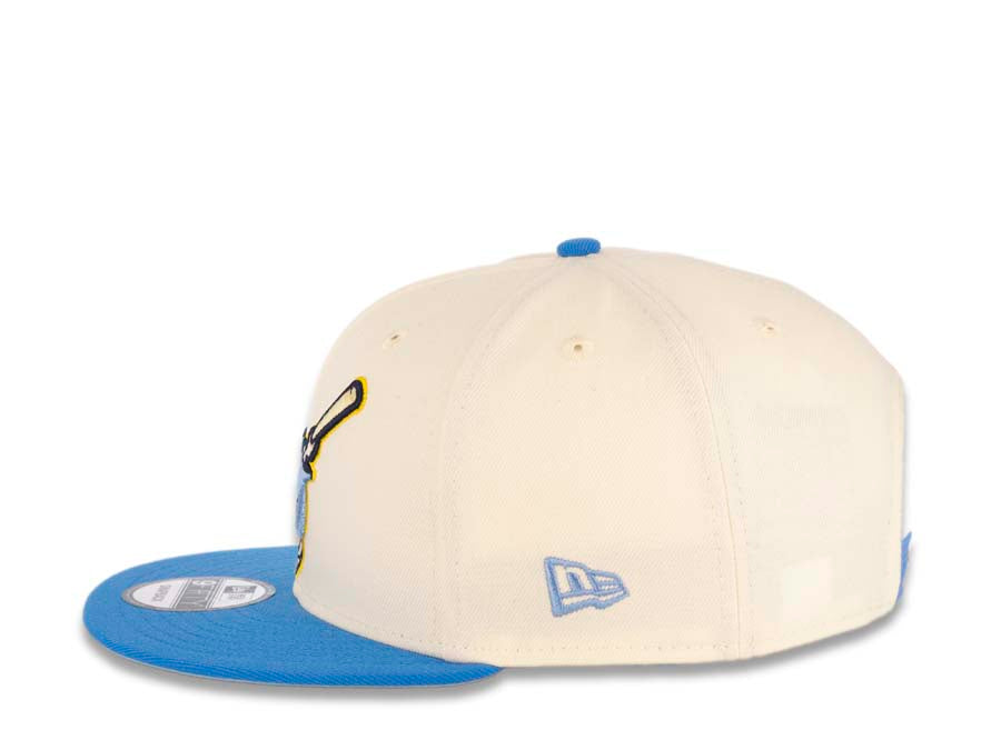 San Diego Padres New Era MLB 9FIFTY 950 Snapback Cap Hat Cream Crown Blue Visor Sky Blue/Light Yellow Swinging Friar Logo 40th Anniversary Side Patch